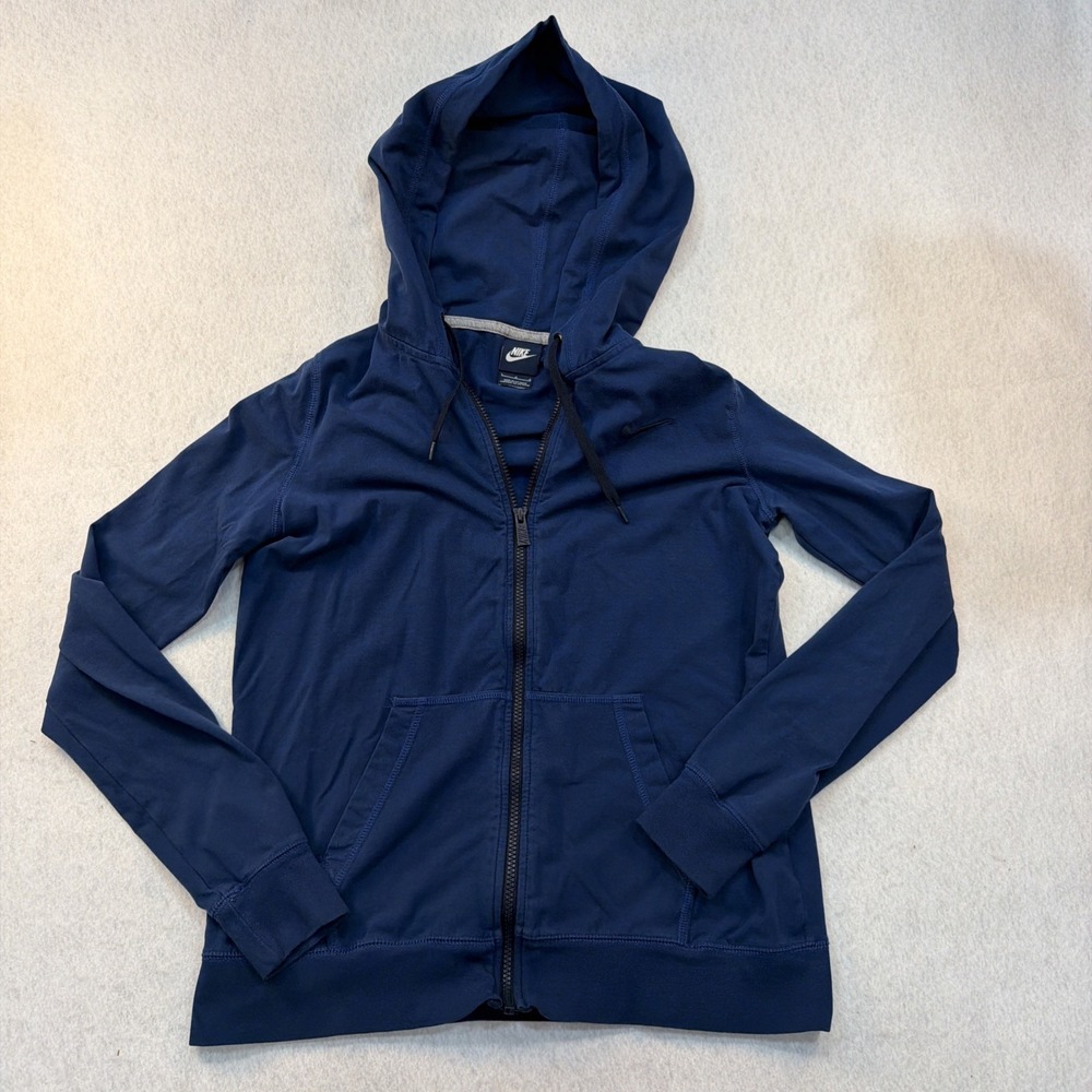 Nike Jacket Women Large Navy Blue Full Zip Hoodie Sweatshirt Training Gym